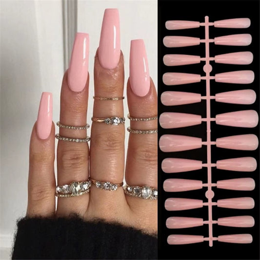 24Pcs Naked Pink French White Side False Nails Short Simple Nail Beauty Press on Fake Nails Full Cover Artificial Nails Tips