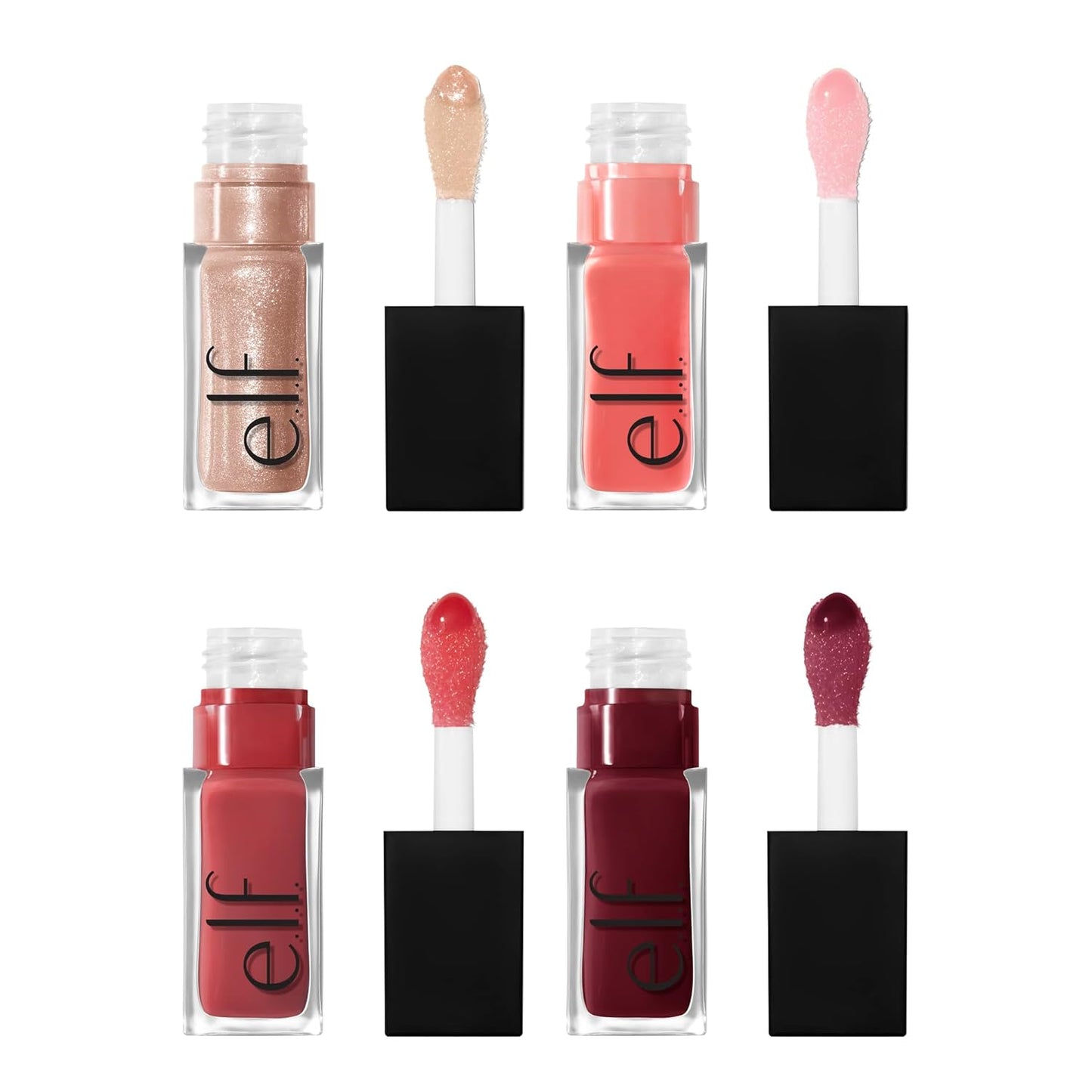 Glow Reviver Quad Goals Lip Oil Kit, Lip Gloss for a High-Gloss Finish & Sheer Wash of Color, Non-Sticky, Vegan & Cruelty-Free, 4 Glosses