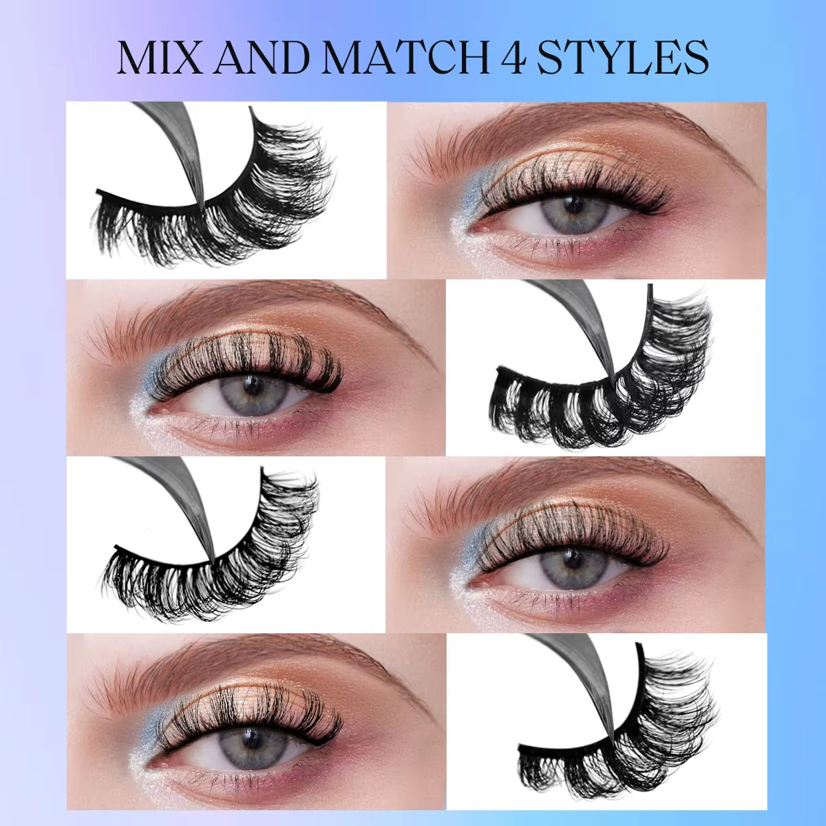 Mix Fake Eyelashes 3D Mink Lashes Fluffy Soft Wispy Eyelash Extension 4 Styles Mink False Eyelashes Makeup