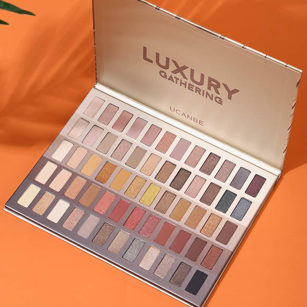 Luxury Gathering Neutral Eyeshadow Makeup Palette, Naked Shimmer Matte Metallic Glitter Subtle Eyes Shadow,High Pigmented Nudes Creamy Smokey Pallet Set