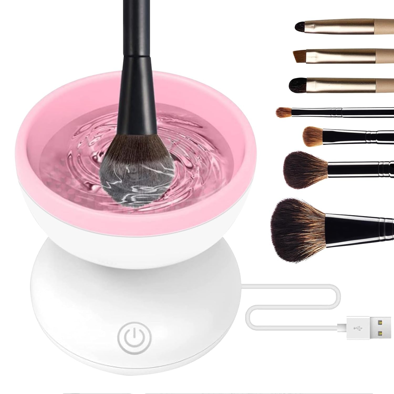 Makeup Brush Cleaner, Electric Makeup Brush Cleaner for Beauty Makeup Brush Set Cleaning Tool, Gift for Ladies, Mother'S Day.(Pinkish White)