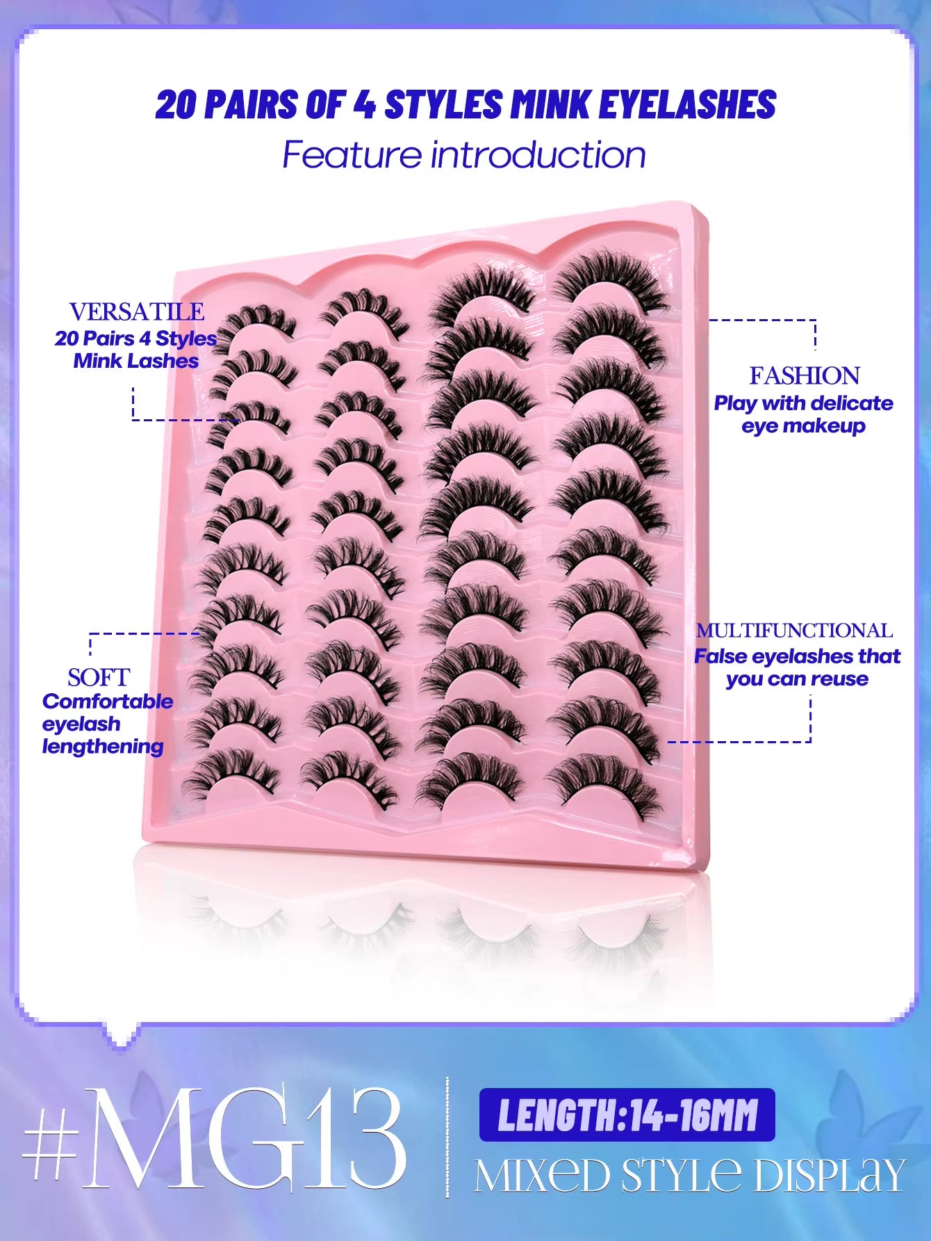 Lashes 7/20 Pairs Russian Strip Eyelashes 3D Faux Mink Lashes Fluffy Soft Wispy Reusable Eyelashes Makeup