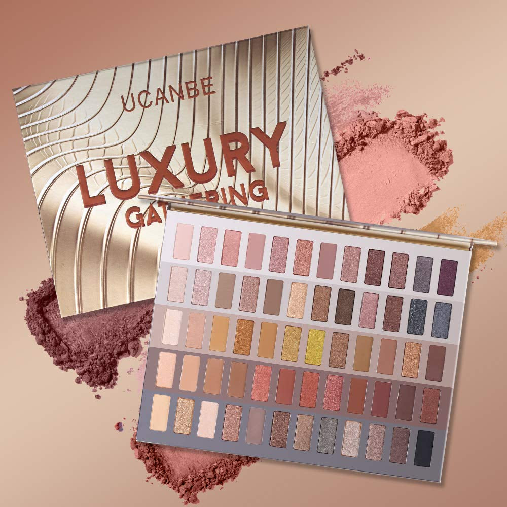 Luxury Gathering Neutral Eyeshadow Makeup Palette, Naked Shimmer Matte Metallic Glitter Subtle Eyes Shadow,High Pigmented Nudes Creamy Smokey Pallet Set