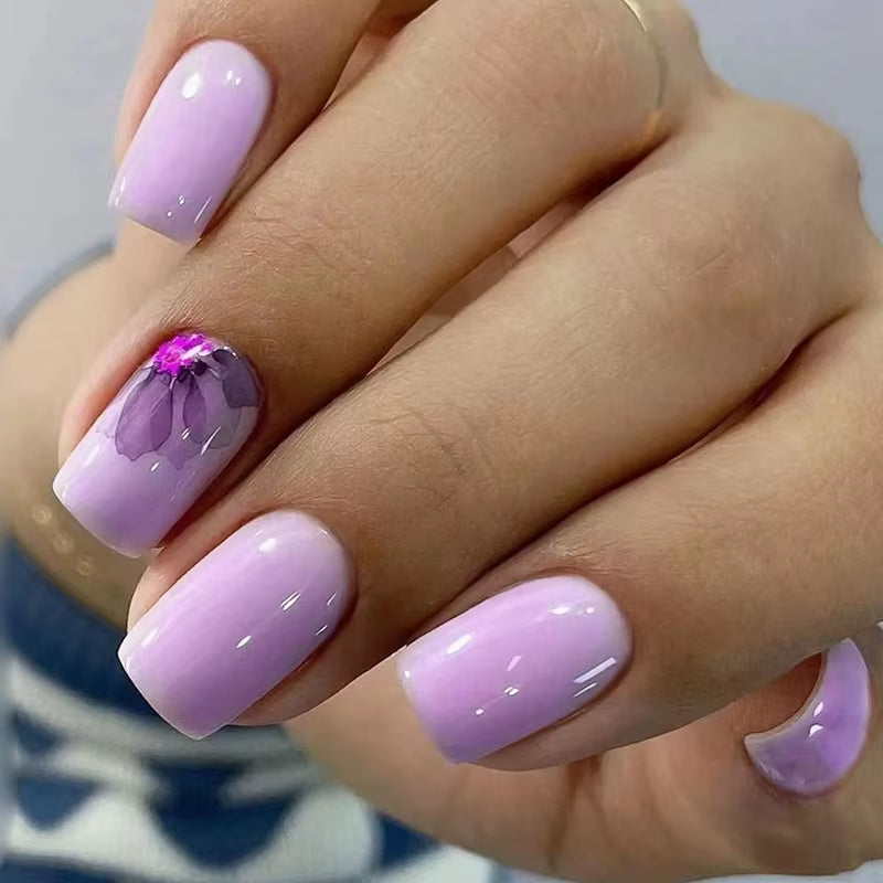 New Butterfly Pattern False Nails Wholesale Square Head Nails Full Cover Nail Tips Detachable Fake Nails Press on Nails Manicure