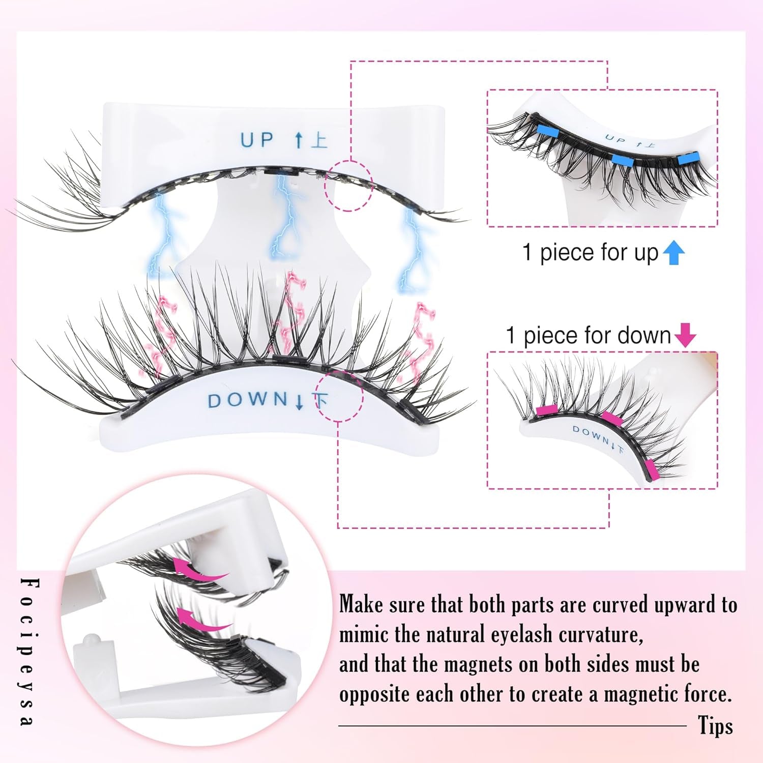 Magnetic Eyelashes No Glue Needed Magnetic False Lash with Applicator 1 Pair Natural Magnetic Eyelashes Magnetic Lashes Kit, Easy to Wear and Remove Magnetic Lashes Pack