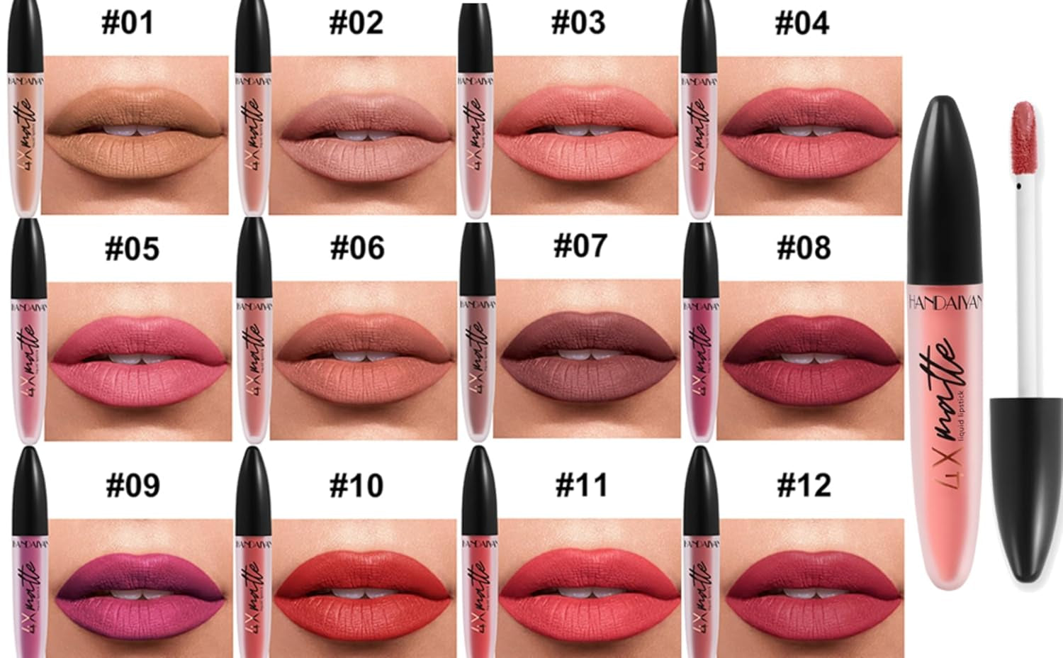 Matte Liquid Lipstick Set 6 Colors Non-Stick Cup Not Fade Matte Lipstick Set Waterproof Long-Lasting Liquid Lipsticks Makeup Gift Sets (Set 02)