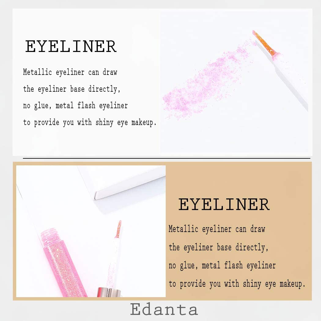 Glitter Liquid Eyeliner Shimmer Eye Liner Metallic Cosplay Eyeshadow Cosmetics for Women and Girls Pack of 1 (B-Pink)